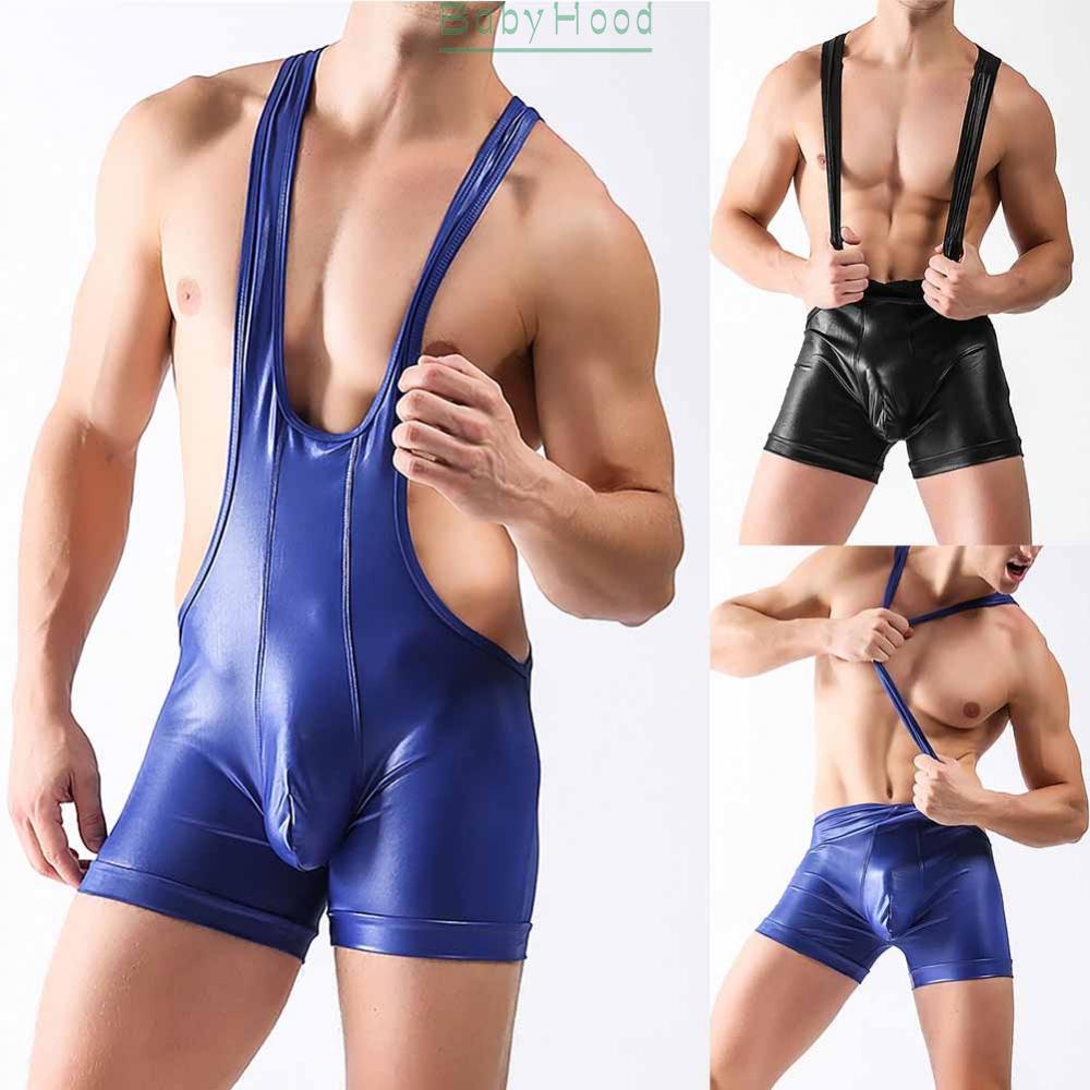 Mens Jumpsuit Sleeveless Underwear Ventilation Wet Look Bodysuit Brand New#BBHOOD