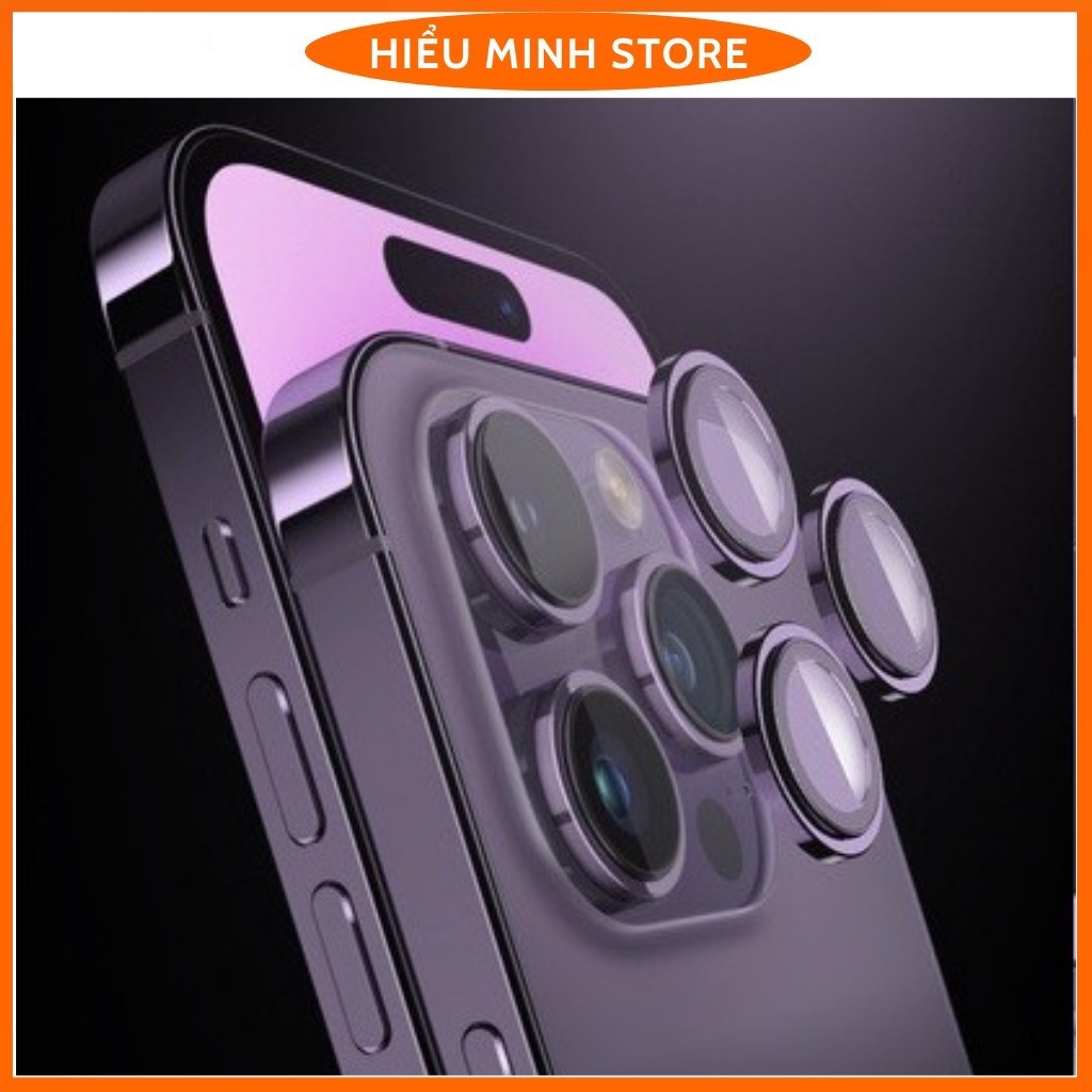 Mắt bảo vệ camera iphone Hiểu Minh 2 tầng,ống kính đơn viền hợp kim, 11 Pro Max/ 12 pro max/13Promax/14Promax