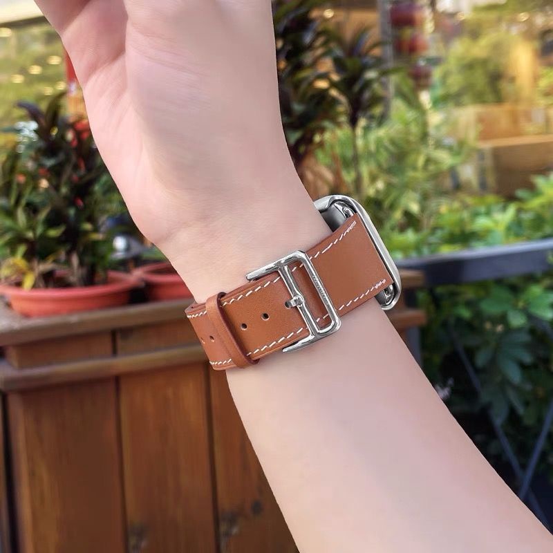 Dây Đeo Bằng Da Thật 45mm Cho Apple iwatch7 / SE / 6 / 5 Hermes Huaqiangbei watch s7 s8