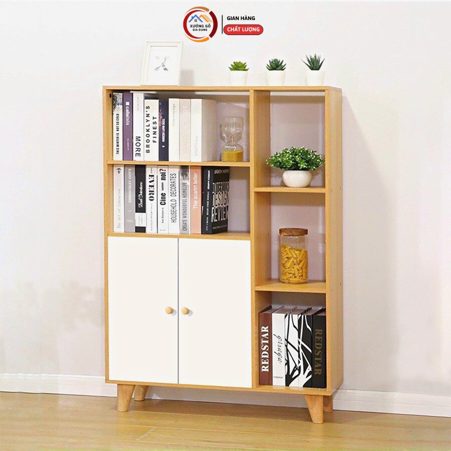 Kệ sách gỗ nhiều tầng đa năng hiện đại, giá sách đứng thông minh để đồ trang trí