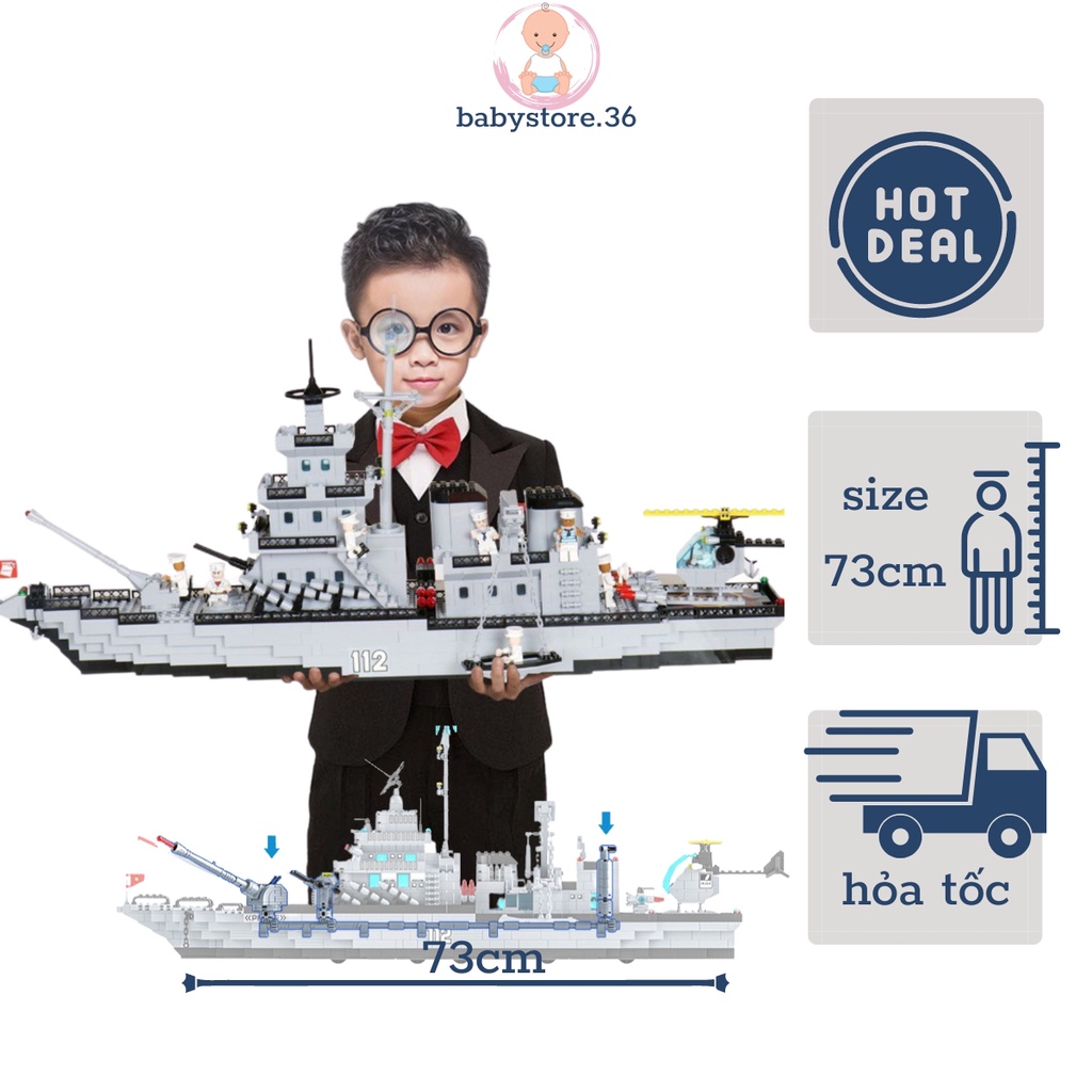 đồ chơi xếp hình lego. tàu chiến 1560 pcs, 651 pcs babystore.36 ,đồ chơi lắp ráp mô hình tàu hộ vệ