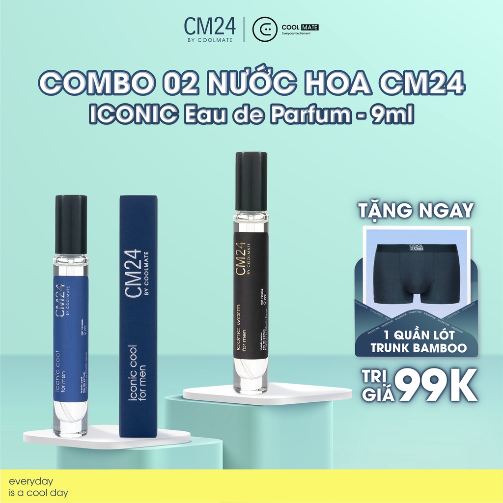Combo 2 nước hoa nam ICONIC COOL WARM Eau de Parfum 9ml - thương hiệu CM24