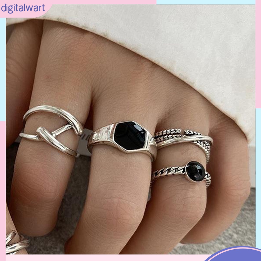 Set 7 Nhẫn Đeo Đốt Ngón Tay Mạ Điện Đính Đá Thời Trang Cho Nữ