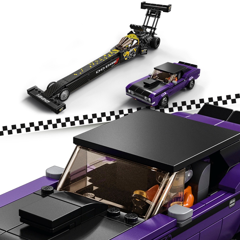 BỘ LẮP RÁP  SPEED CHAMPIONS 76904 Mopar Dodge//SRT Top Fuel Dragster and 1970 Dodge Challenger T/A