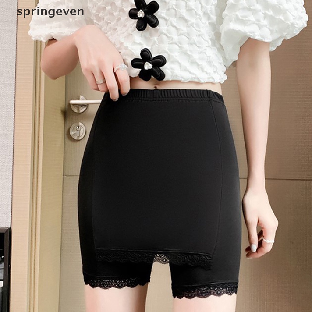 Quần Short An Toàn Lưng Cao Co Giãn Không Đường May Viền Ren Thời Trang Xuân Hè Mới Cho Nữ