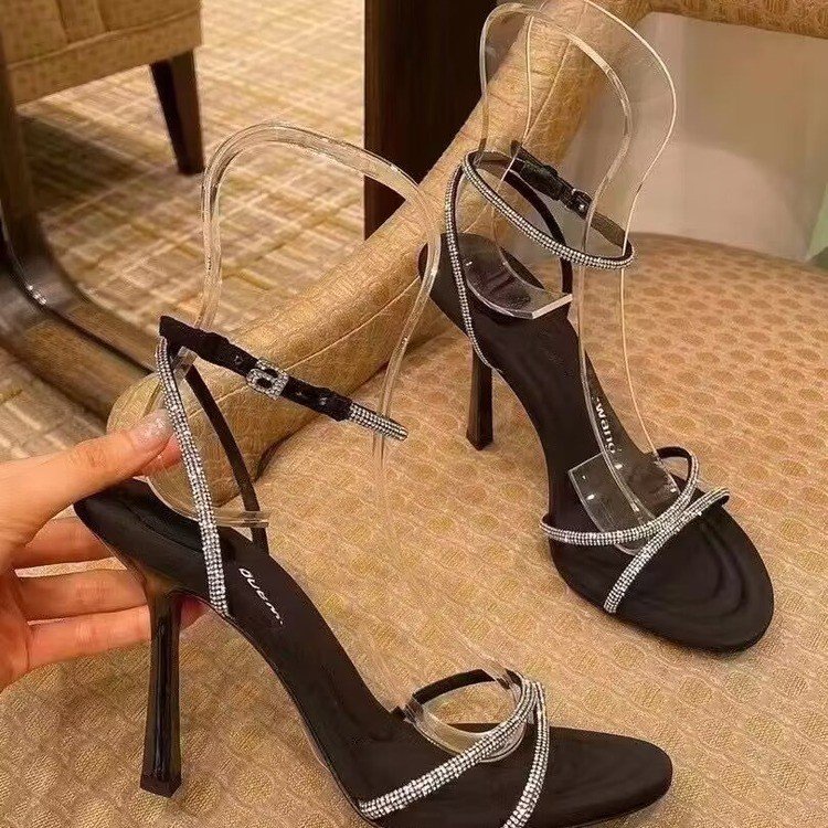 Giày Cao Gót Plus Size 34-42 Đính Đá Xinh Xắn Dành Cho Nữ