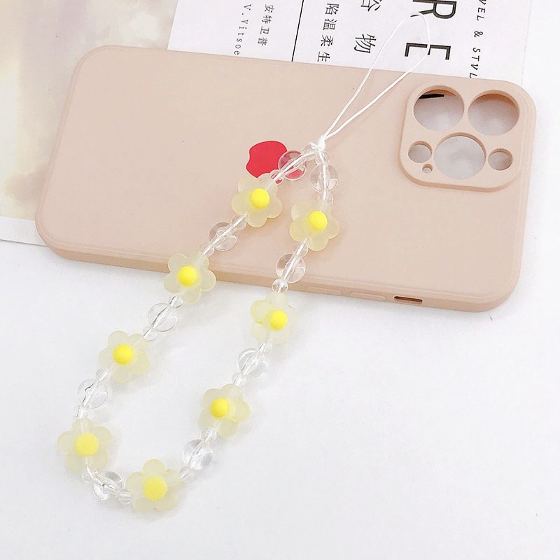 Ốp Điện Thoại Acrylic Nhám Trong Suốt Hình Hoa 3D Dạng Chuỗi Hạt Tròn Cho iPhone Android OPPO VIVO Huawei Xiaomi Redmi Samsung
