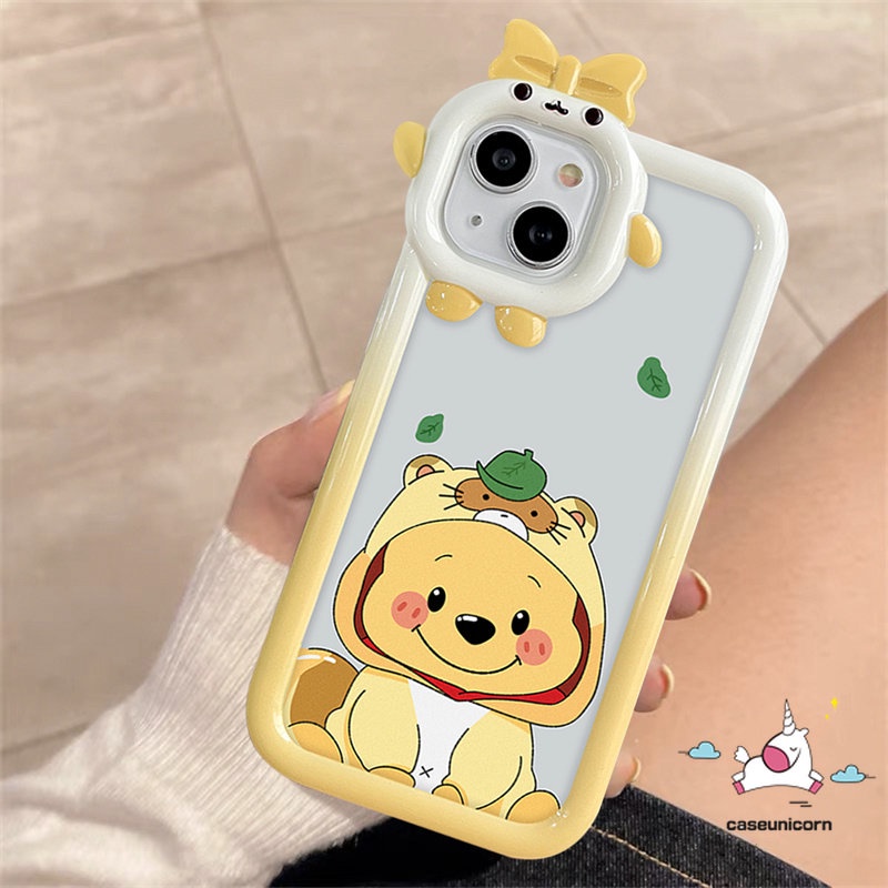 Ốp Điện Thoại Mềm Hình Gấu Winnie the Pooh 3D Dễ Thương Cho iPhone 11 13 14 12 Pro Max XR 14 8 7 6s 6 + XS Max X SE 2020