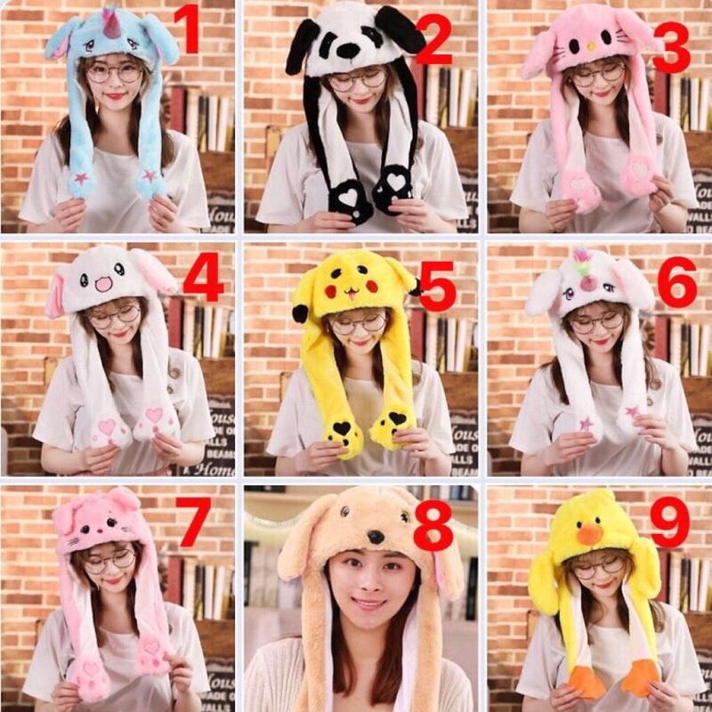Mũ len tai thỏ giật - Mũ len hình thú giật Black ping dễ thương -💛𝒈𝒊𝒂𝒅𝒖𝒏𝒈𝒄𝒖𝒂𝒌𝒉𝒂𝒖𝟔𝟖💛