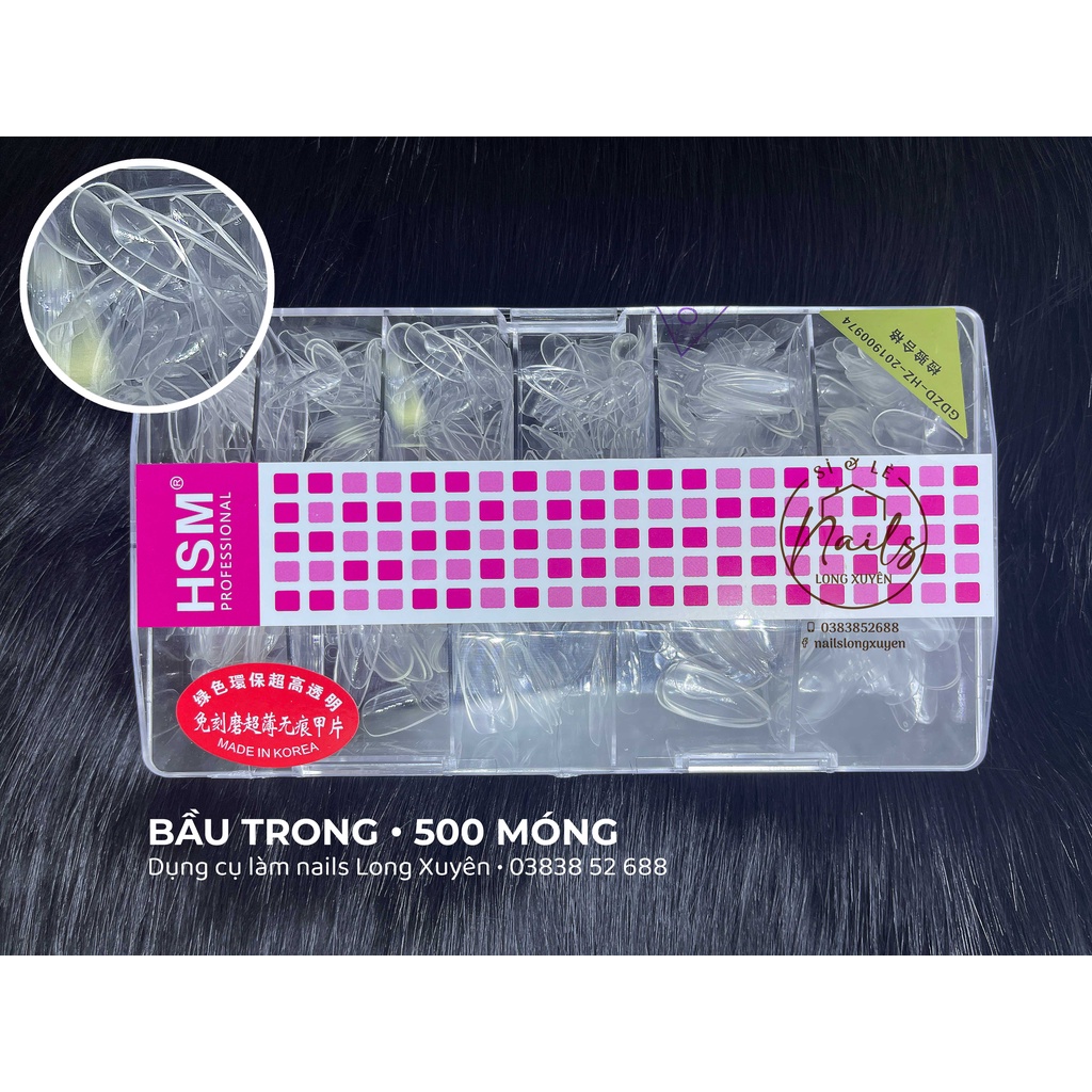 500 móng úp bầu trong HSM móng giả làm nail (Hộp)