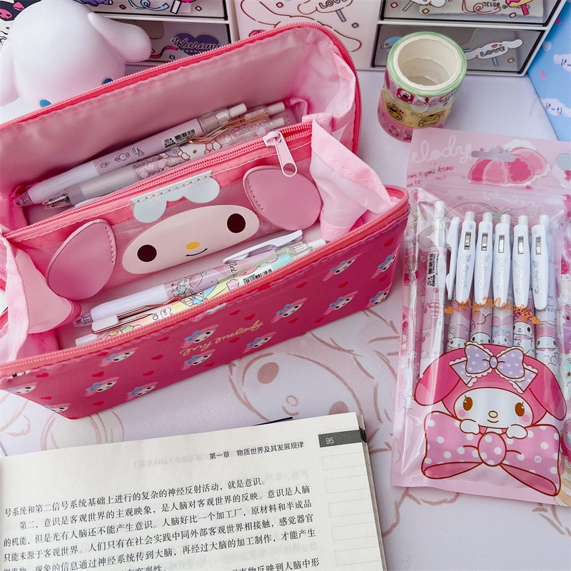 Túi Đựng Bút Chì / Mỹ Phẩm Sức Chứa Lớn In Hình Kuromi My Melody Cinnamoroll Sanrioed Đáng Yêu