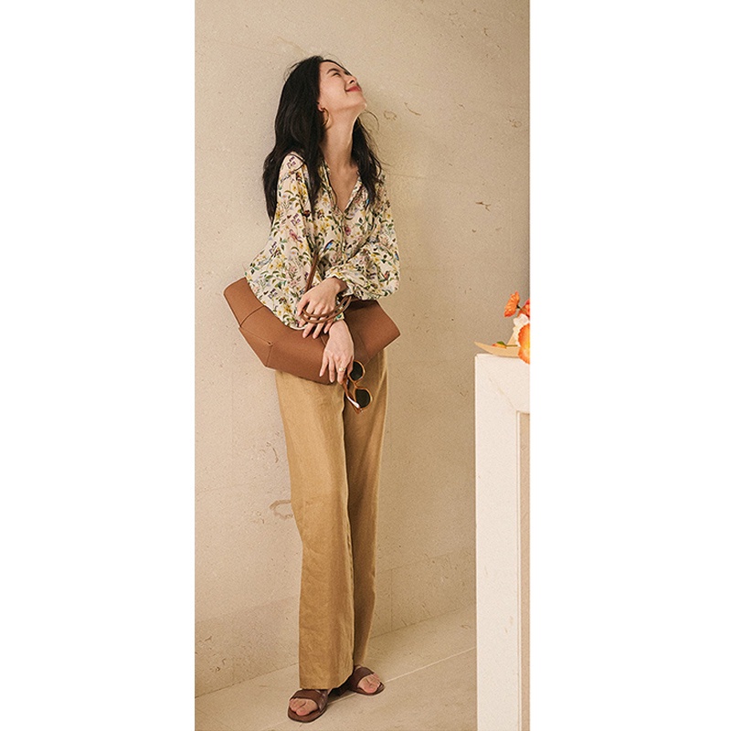 Áo Sơ Mi Voan Tay Dài Họa Tiết Hoa Trẻ Trung Thanh Lịch Dành Cho Nữ