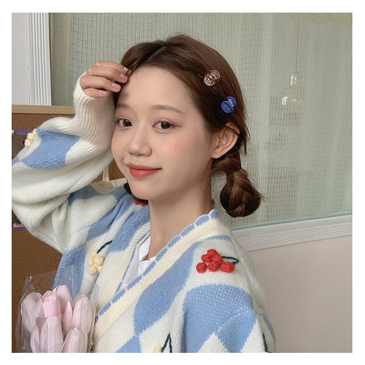 Set 2 kẹp tóc, kẹp mái hình hoa, trái tim, mặt cười, gấu dễ thương