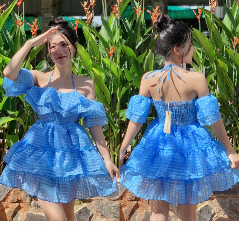 Đầm babydoll trễ vai xoè tầng TRÂM ANH BOUTIQUE - 290