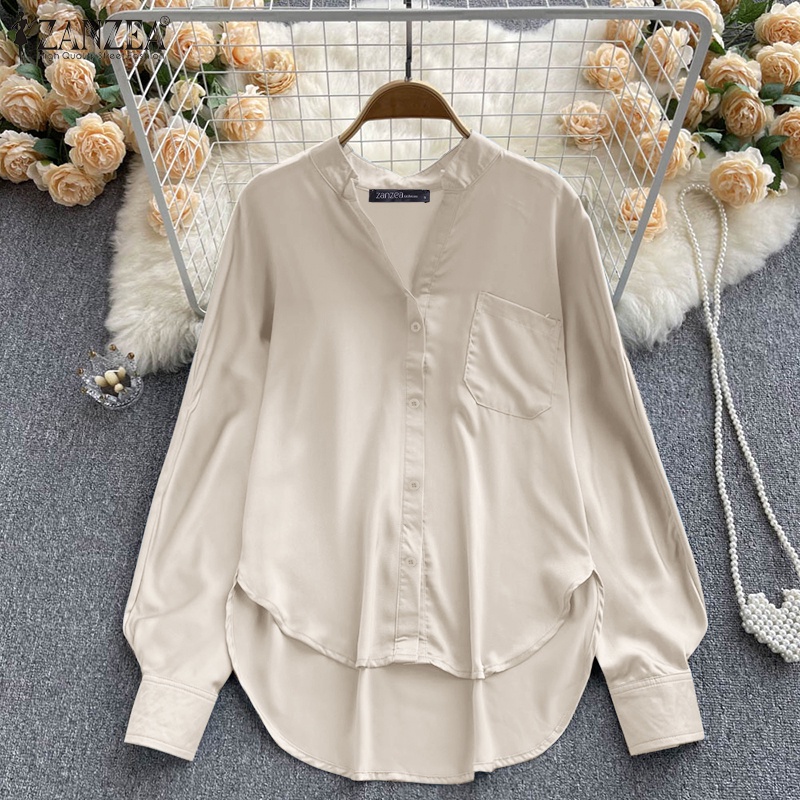 Zanzea Áo Sơ Mi Tay Dài Cổ Chữ V Thời Trang Quyến Rũ Cho Nữ