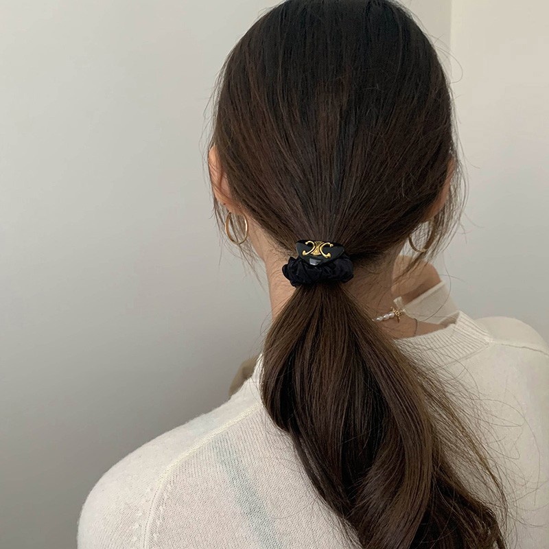 Dây Buộc Tóc Co Giãn Bằng Kim Loại Phong Cách Hàn Quốc