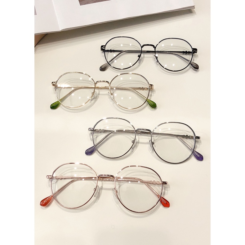 [Hàng Có Sẵn] Kính Mát Gọng Kim Loại Tròn Chống Bức Xạ Cho Nam Nữ