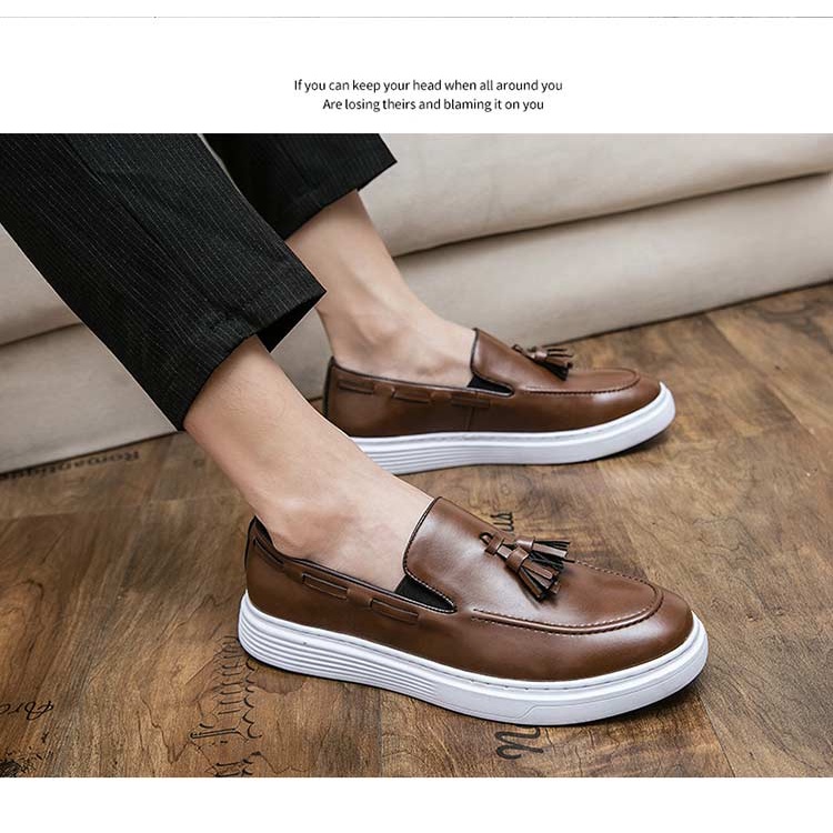 Giày Lười Da Phối Tua Rua Thời Trang Dành Cho Nam