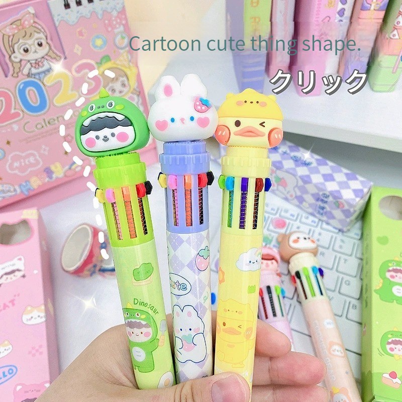 Bút Bi 10 Màu Họa Tiết Hoạt Hình Dễ Thương