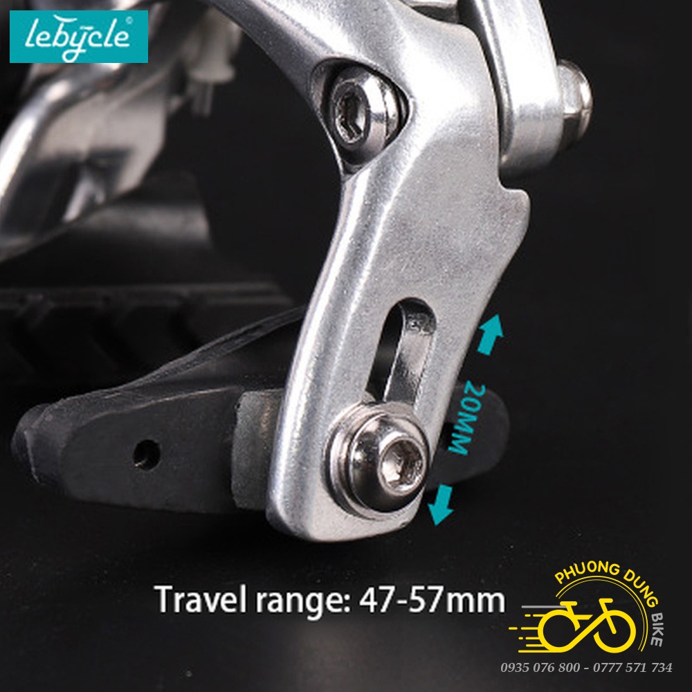Bộ ngàm phanh thắng nhôm 3 lá xe đạp road LEBYCLE