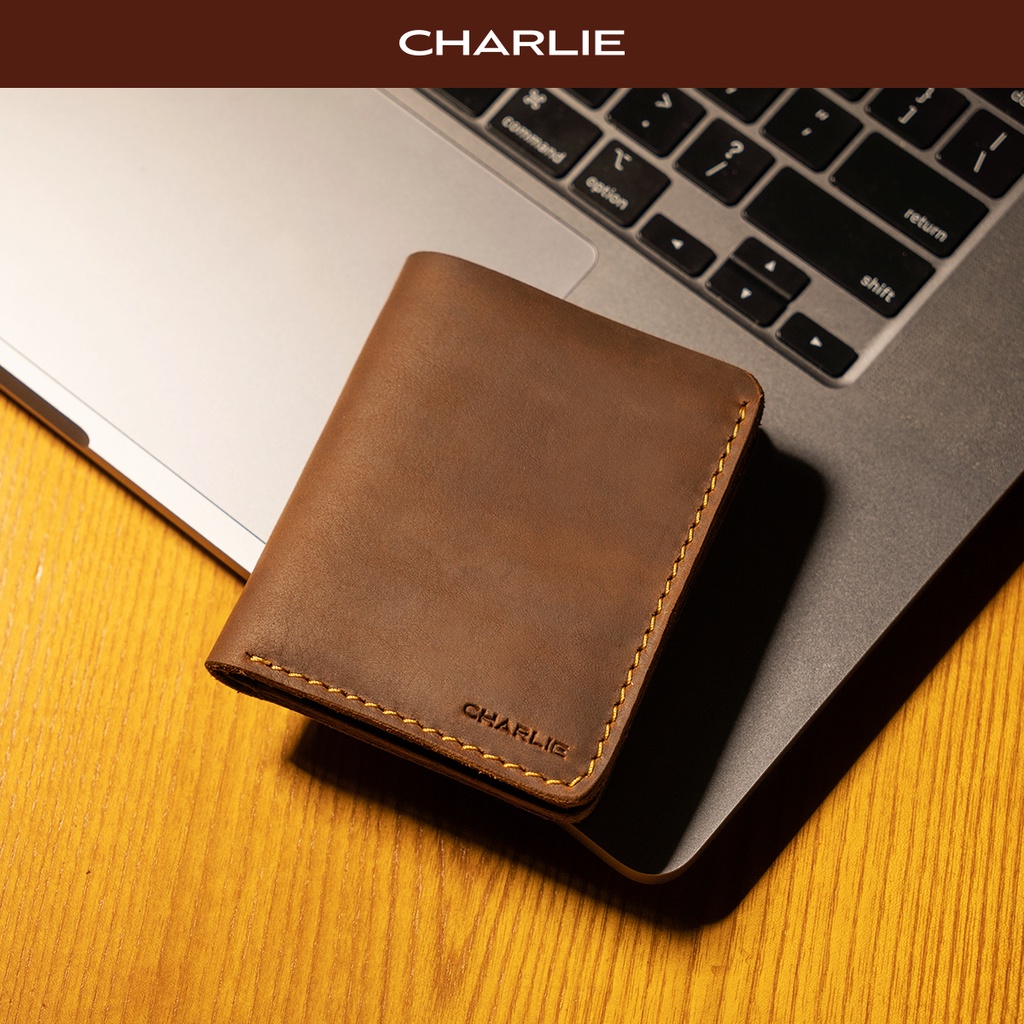 Ví da bò sáp - bóp da mini thương hiệu Charlie