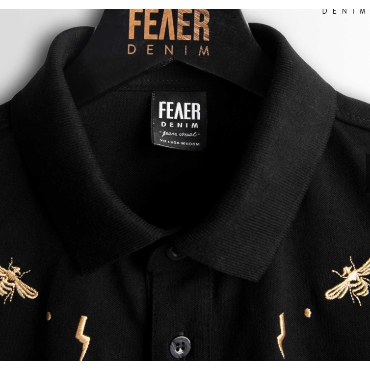 Áo Polo Thêu Phối cổ hoạ tiết ong cao cấp nam