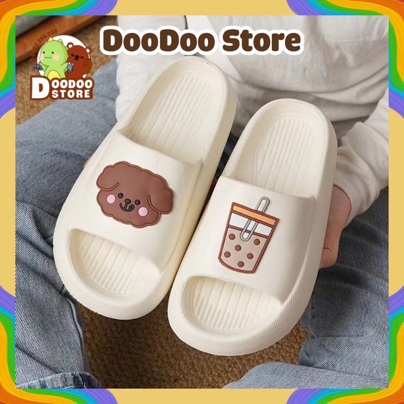Dép trong nhà nam nữ hình trà sữa, dép gấu trà sữa dễ thương