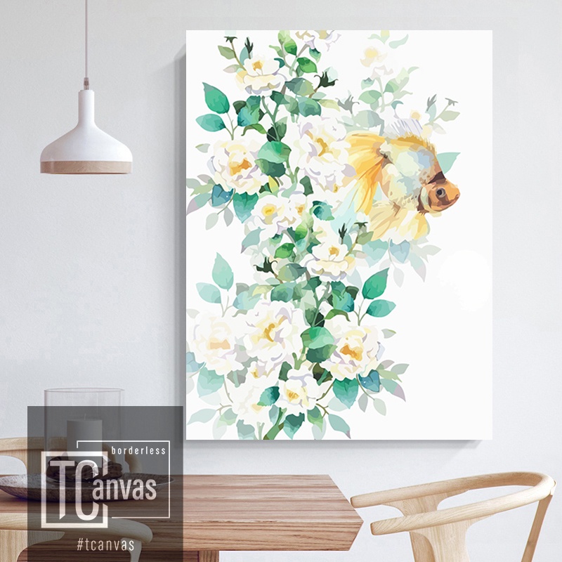 TRANH HOA | Tranh Canvas Tràn viền Các loại hoa vẽ tay Màu nước | HMN13-24 | TCanvas Xưởng Tranh