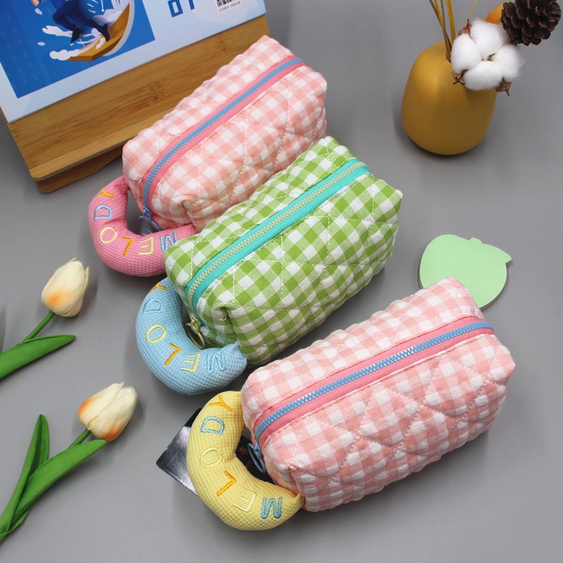 Túi Đựng Mỹ Phẩm Vải cotton Thêu Họa Tiết Xinh Xắn