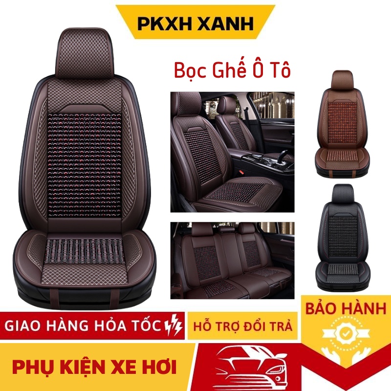 Bọc Ghế Ô Tô, Lót Ghế Ô Tô Hạt Gỗ Massage Lưng Chống Nóng Chất Liệu Da Cao Cấp