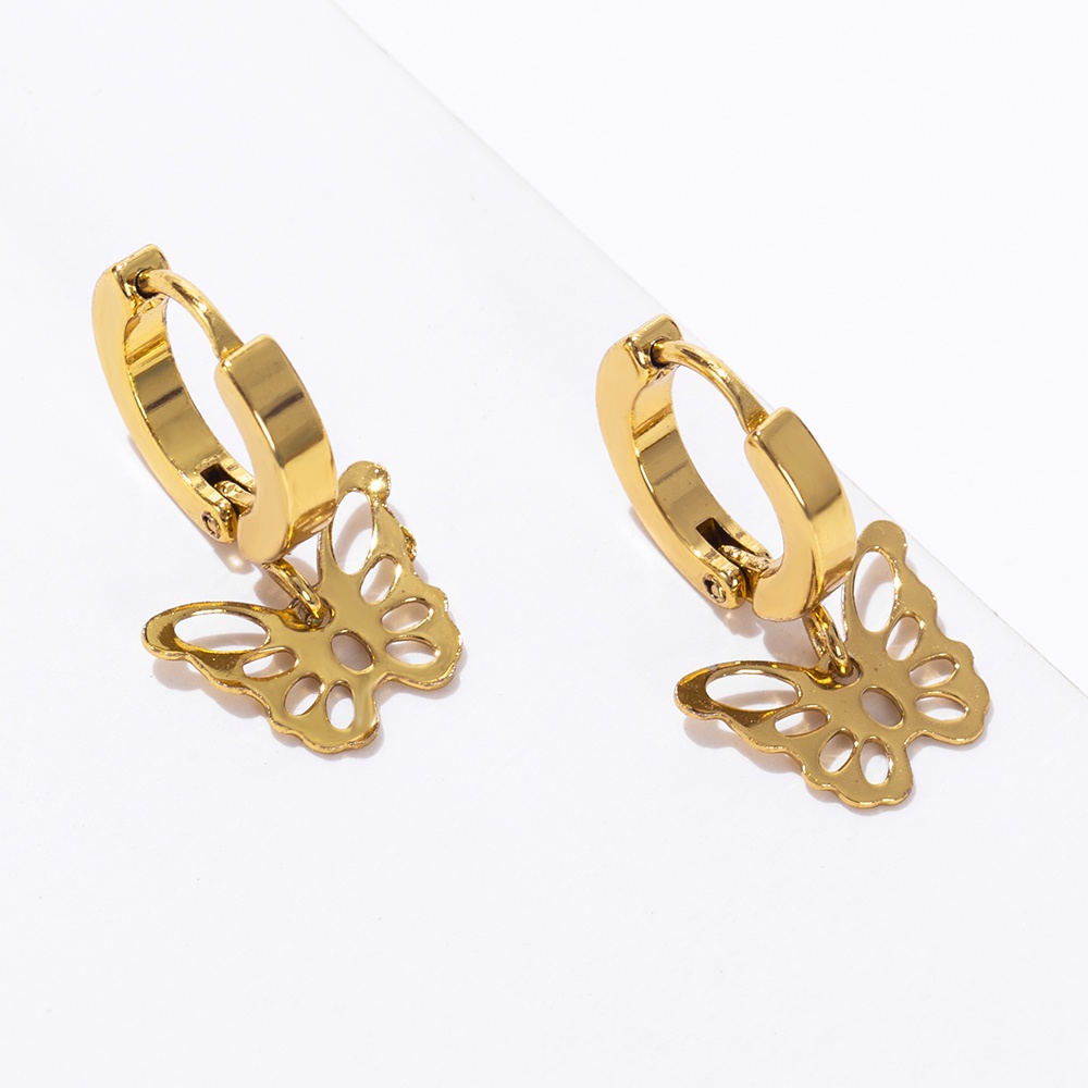 Bông Tai Mạ Vàng 18K Hình Bươm Bướm Dễ Thương Không Gây Dị Ứng Thời Trang Cho Nữ