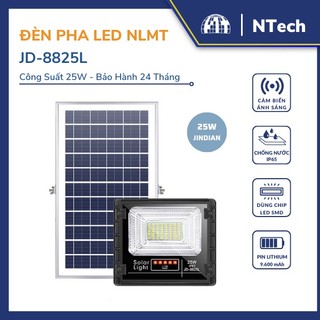 Đèn pha, đèn năng lượng mặt trời jindian jd-8825l công suất 25w - mẫu mới 2020, khung nhôm, chip led "smd" - bh 02 năm