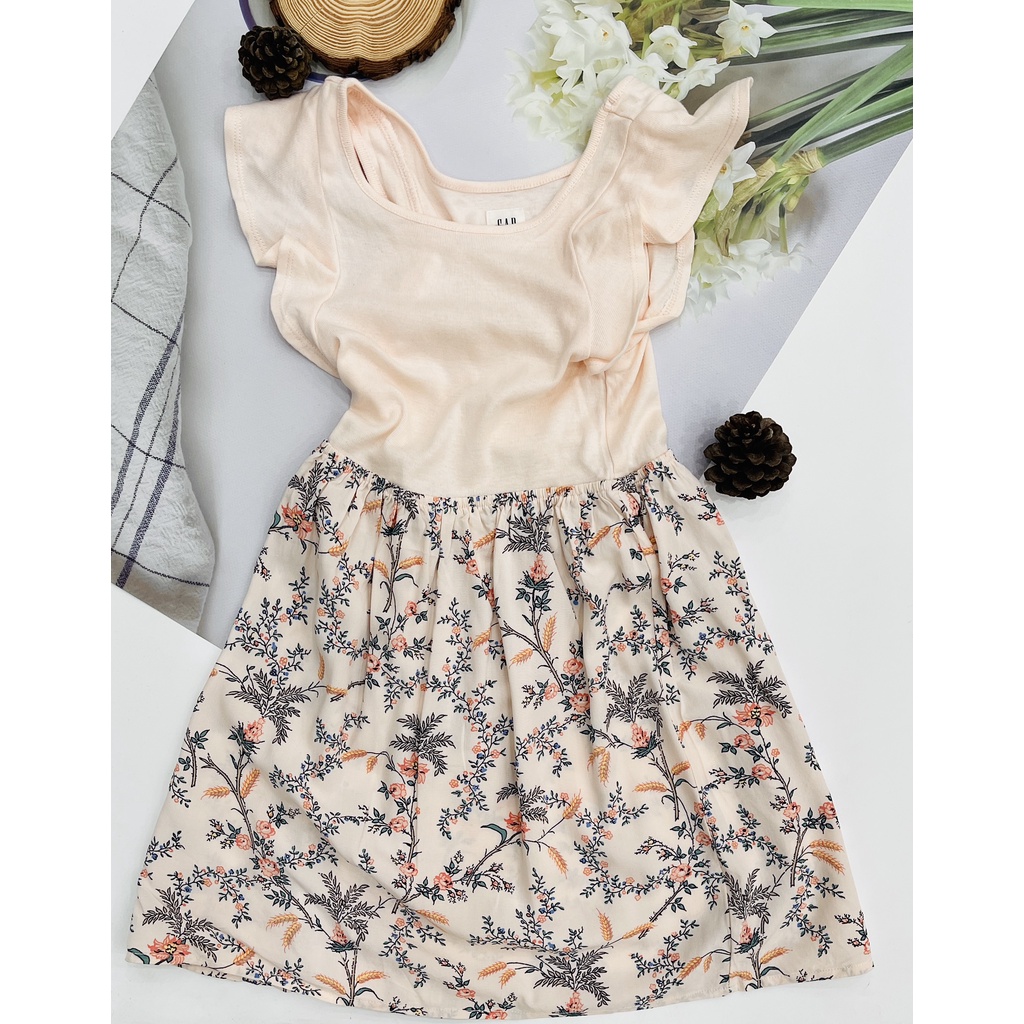 Đầm thun tay cánh tiên phối chân váy vải GAP KID