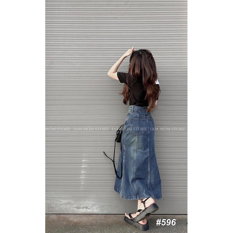 Chân váy bò xẻ trước