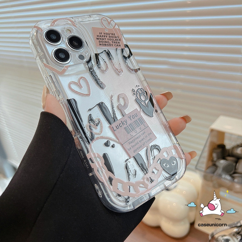 Ốp Điện Thoại Tpu Dẻo Trong Suốt In Trái Tim Graffiti iPhone 7plus 8plus 11 14 13 12 Pro MAX 6 6S 7 8 Plus XR X XS MAX