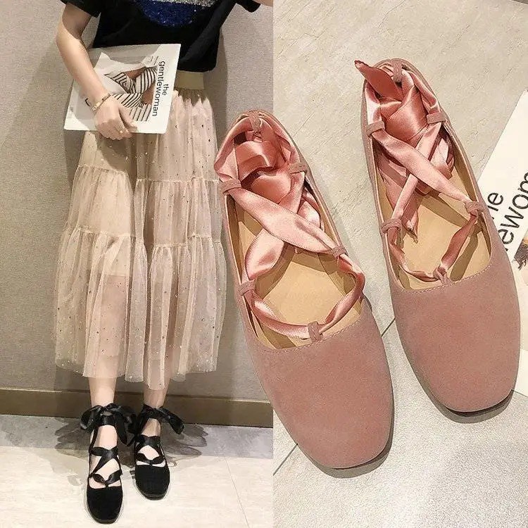 (SẴN BE 35) giày búp bê buộc nơ nữ tính 3 màu