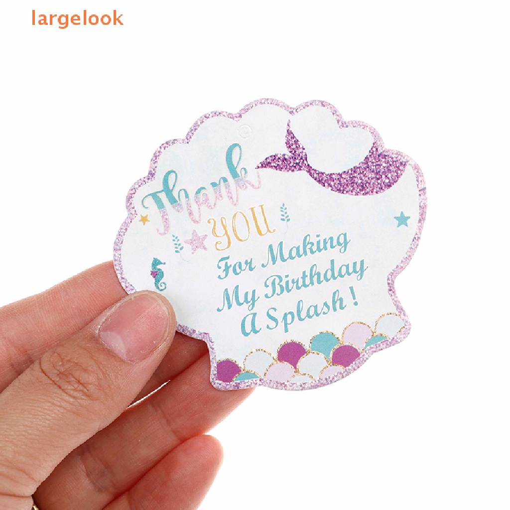 Set 24 Thẻ Tag Hình Vỏ Sò In Chữ Thank You Kèm Dây Trang Trí Hộp Quà