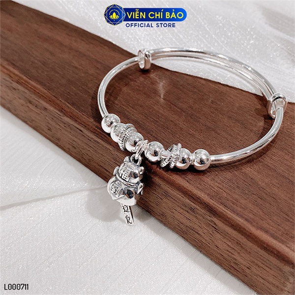 Kiềng tay trơn charm mèo, ngựa cầu tài chất liệu bạc Thái 925 thời trang phụ kiện trang sức Viễn Chí Bảo L000711 L000710