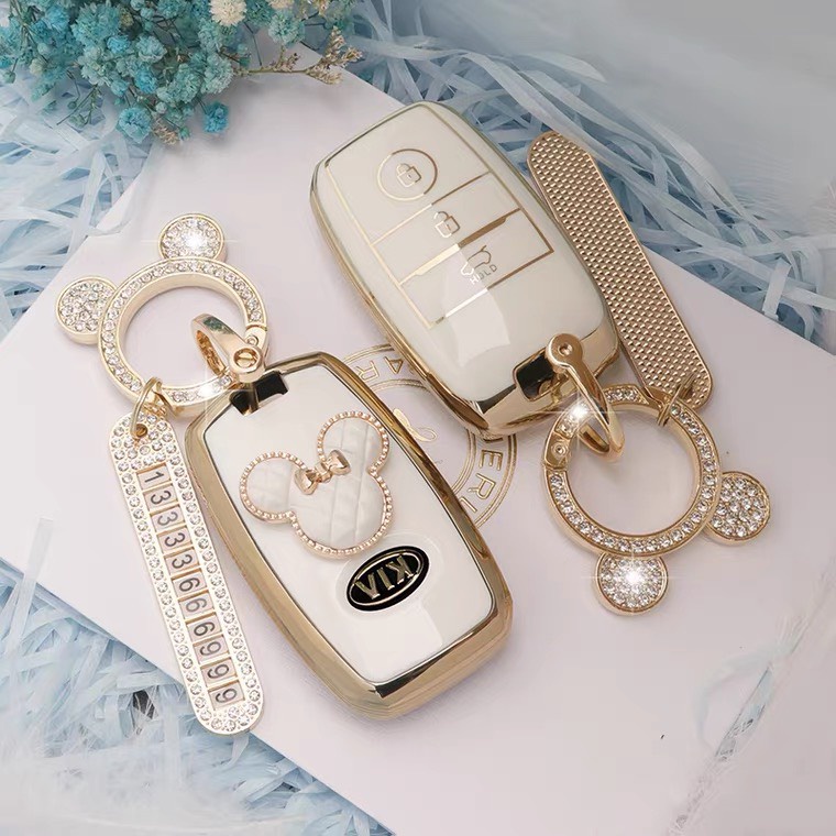 Ốp bảo vệ chìa khóa KIA K3 , Cerato , Sorento , Morning NEW  3 Nút Bấm Mạ Vàng Cao Cấp - Ốp Khóa Xe KIA