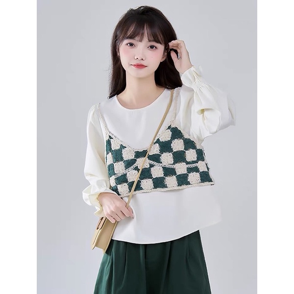 Áo Hai Dây Crotop, Áo Hai Dây Len Đan Móc , Áo Lưới Đi Biển Đi Du Lịch Dễ Mix Đồ