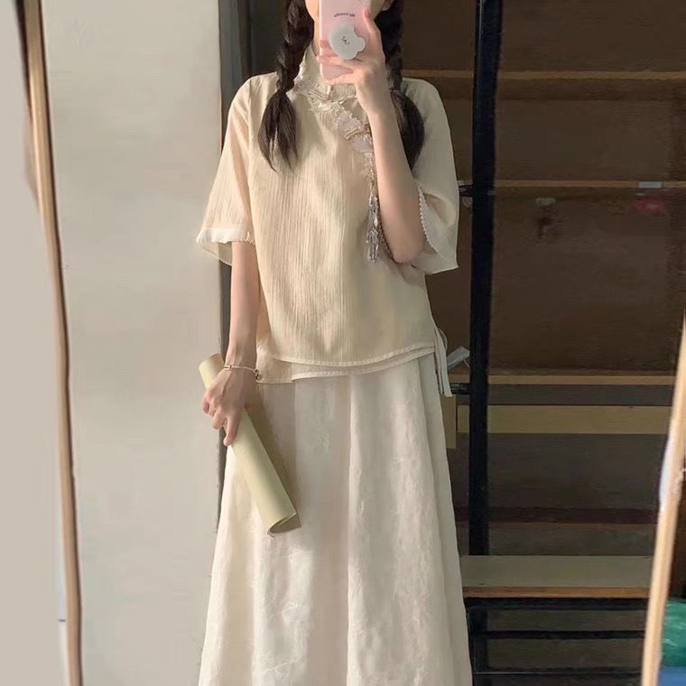 Hàng Mới Về Mới Set Áo Váy Hán Phục Cách Tân Phong Cách Trung Hoa Thời Trang Mùa Hè Xinh Xắn Cho Nữ