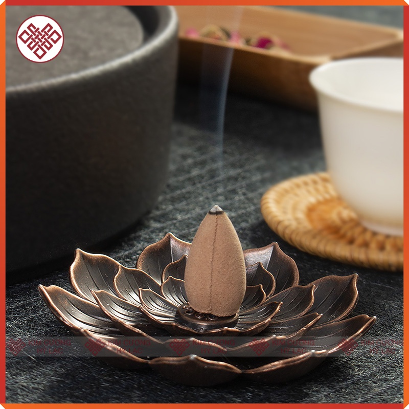 Đế Cắm Nhang Vòng, Đặt Nhang Cây Hình Hoa Sen, Để Lư Trầm Phụ Kiện Thác Khói [Kim Cương Hỷ Lạc]