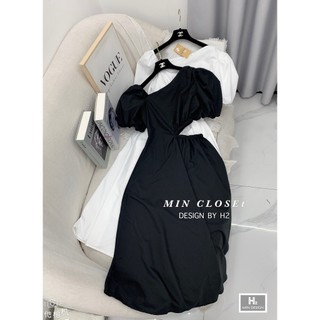 Đầm Dài Khoét Eo Tay Phồng - D23105
