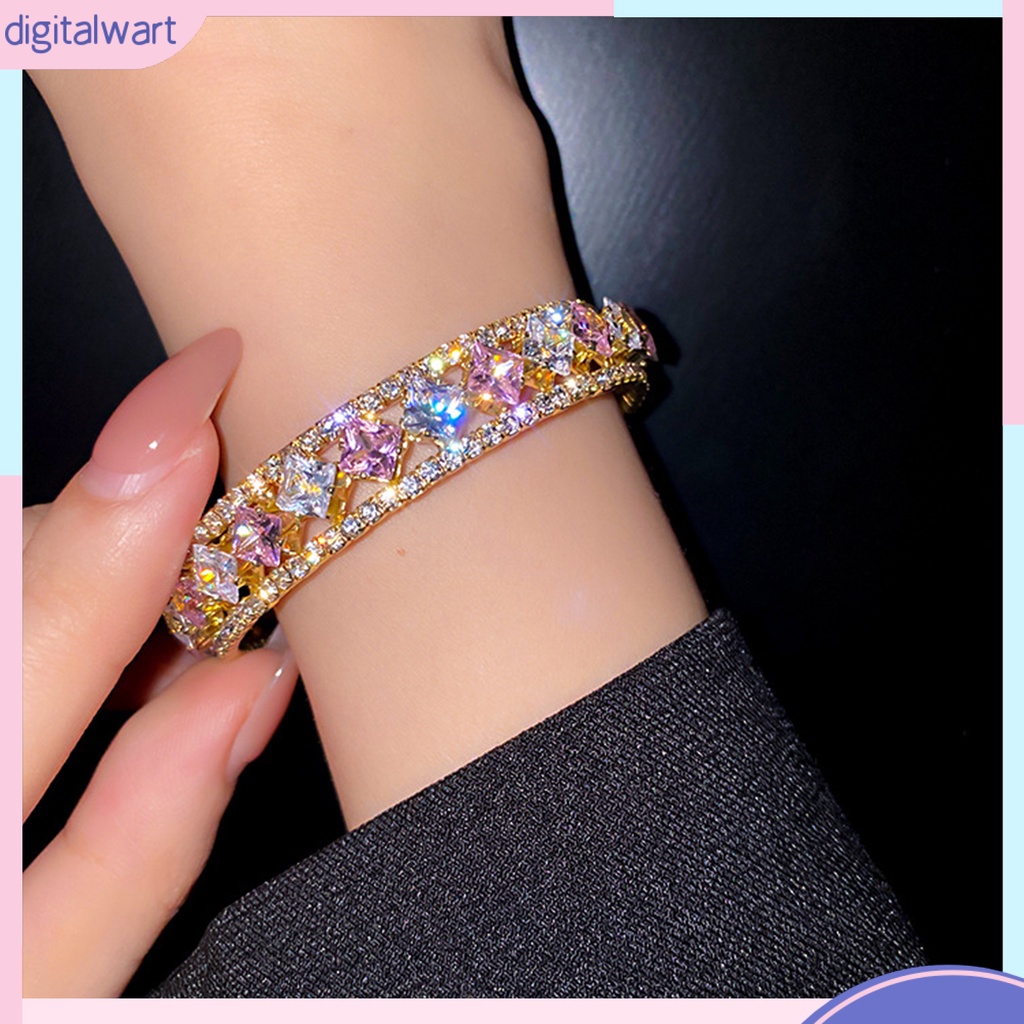 Vòng Tay Chuỗi Hạt Tròn Đính Đá Lấp Lánh Thời Trang Cho Nữ