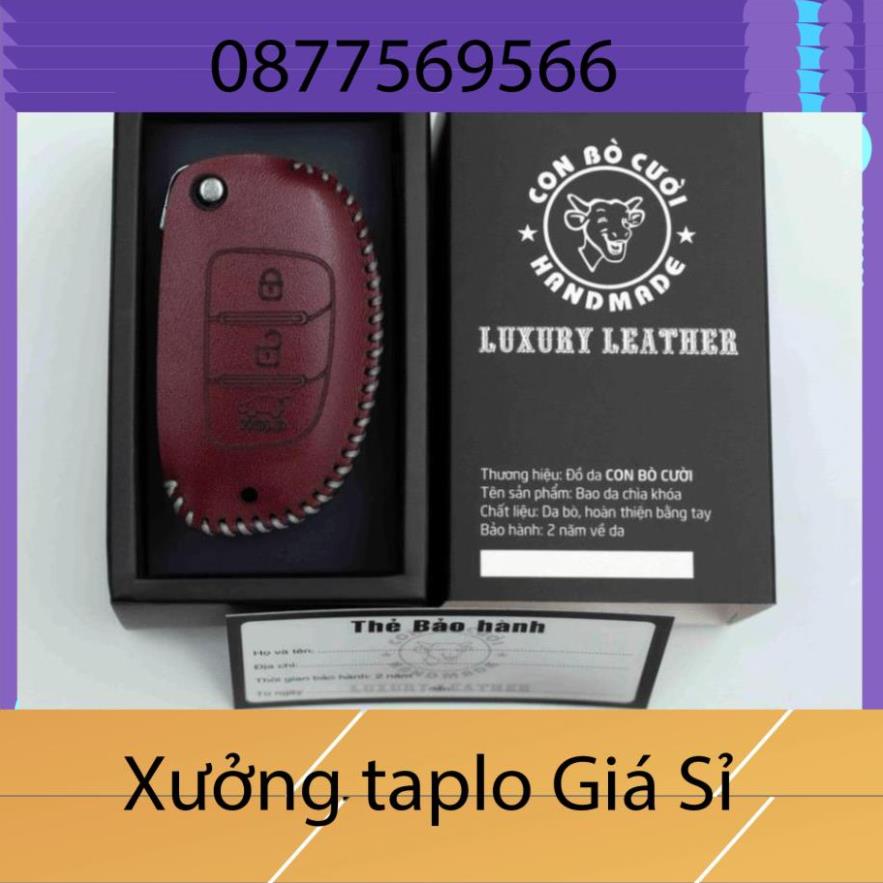 Bao Da Hyundai Accent Blue, i10, Bao da chìa khóa da bò thật bảo hành 2 năm