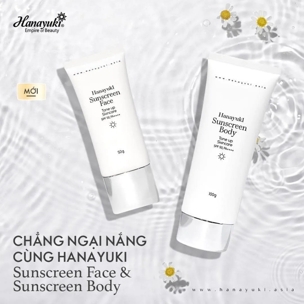 Kem Chống Nắng Hanayuki Sunscreen Face Nâng Tông Dưỡng Trắng SPF 50+/PA++++, Kem Chống Nắng Hanayuki Chính Hãng 50g CN02