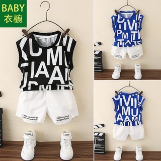 Set áo thun ba lỗ và quần short thời trang mùa hè mới cho bé trai
