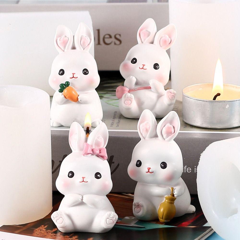 YIYU Khuôn Silicone Làm Nến Hình Thỏ Gypsum Không Mùi Tiện Lợi