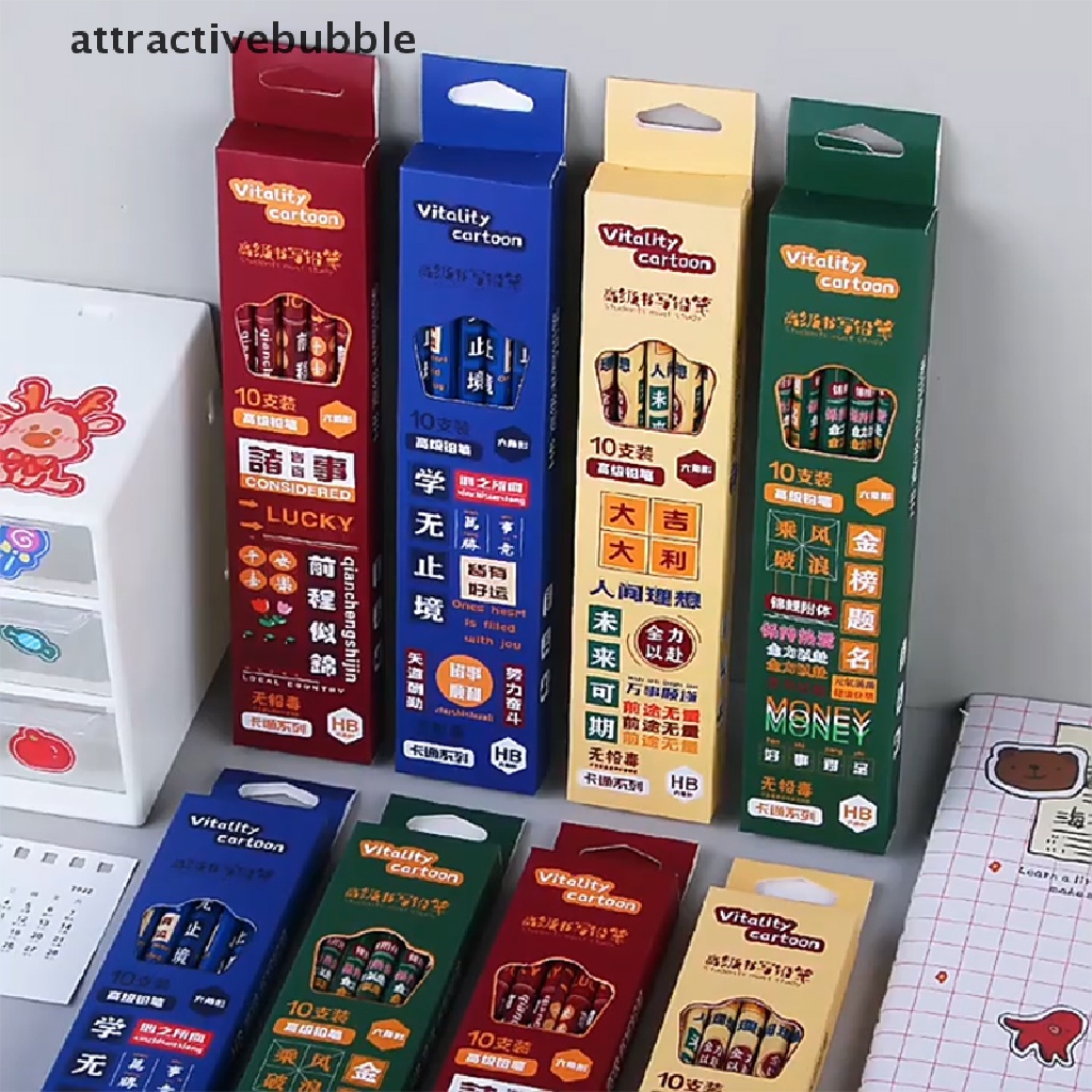 Set 10 Bút Chì Graphite Kiểu Hàn Quốc Đáng Yêu Cho Bé