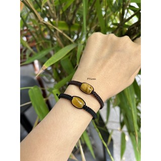 Vòng tay tết dây lu thống đá mắt hổ cho mệnh thổ, mệnh kim - ptgems